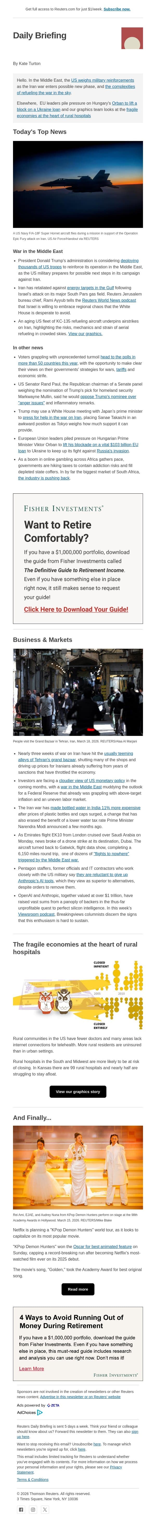 US considers deploying more troops email from Reuters screenshot