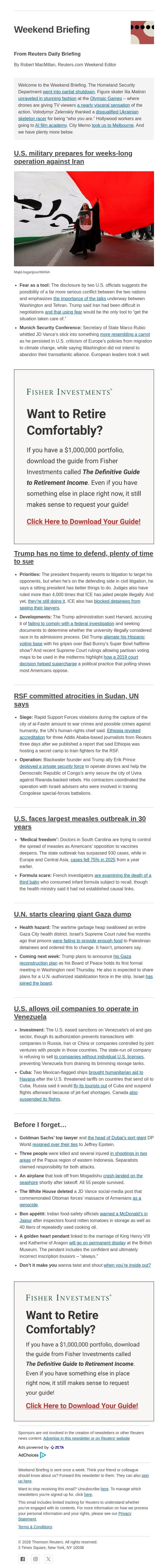 U.S. prepares for long Iran campaign email from Reuters screenshot