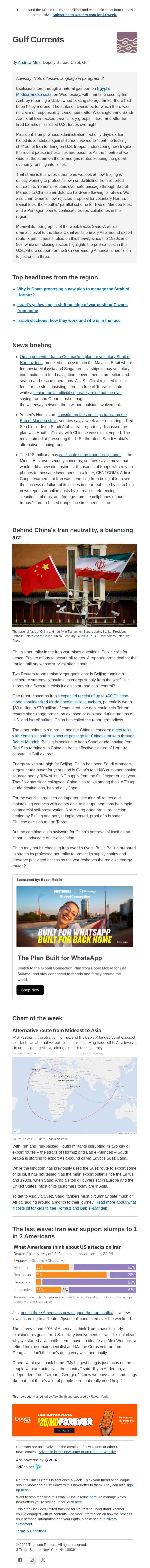 China's crude calculus in Iran war email from Reuters screenshot