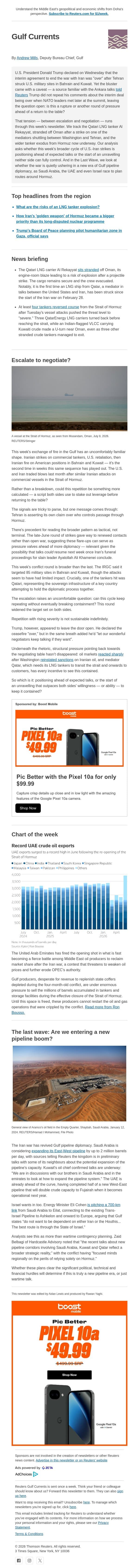 Escalate to negotiate? email from Reuters screenshot