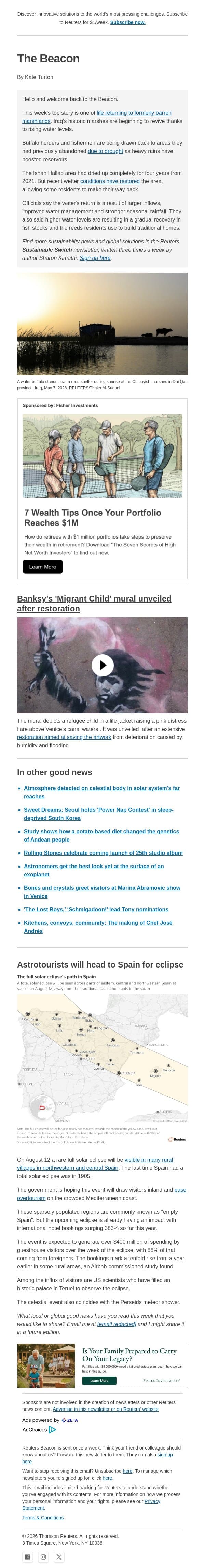 Iraq's historic marshes revive email from Reuters screenshot