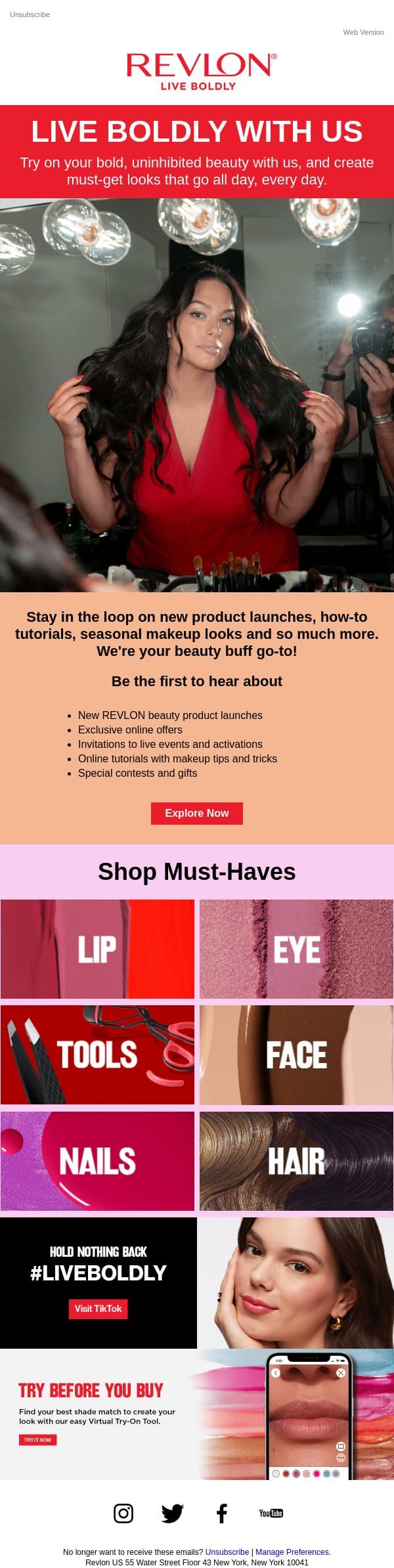 WELCOME TO REVLON email from REVLON screenshot