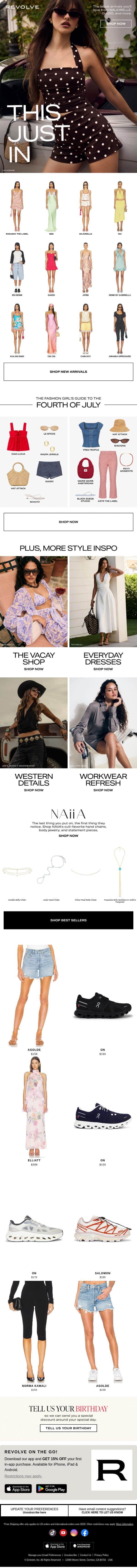 Hot New Arrivals Have Entered The Villa email from Revolve screenshot