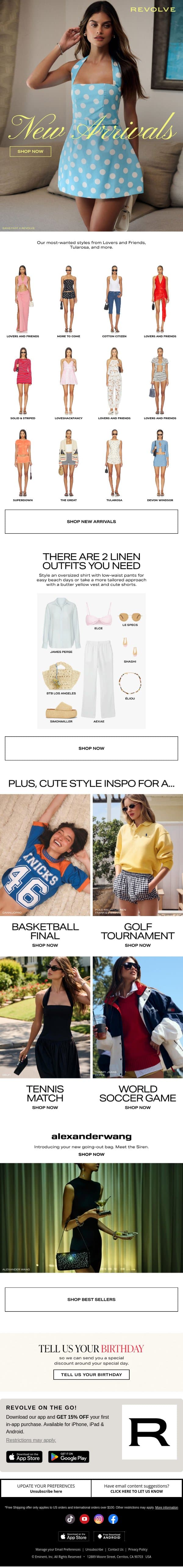 NEW! NEW! NEW! email from Revolve screenshot