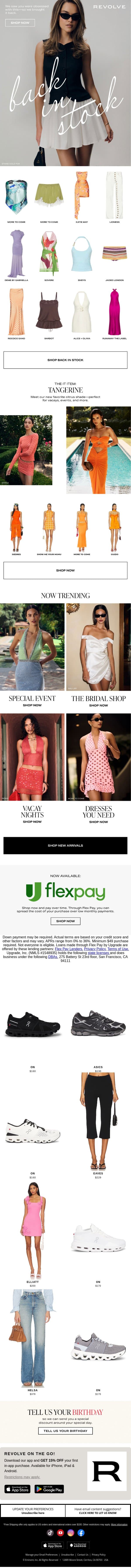We Restocked That Dress You Love email from Revolve screenshot