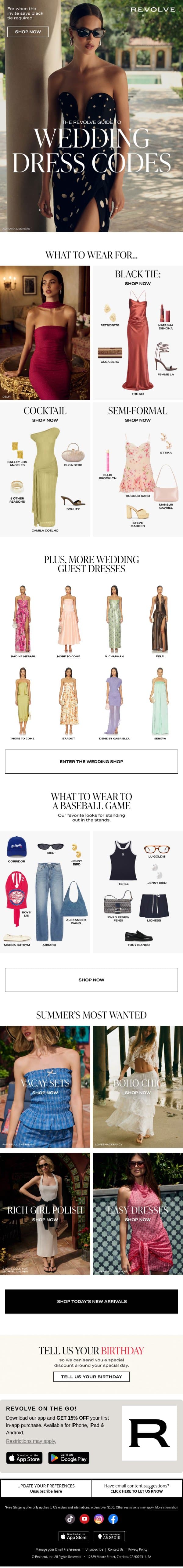 The REVOLVE Guide To Weddings 💍 email from Revolve screenshot