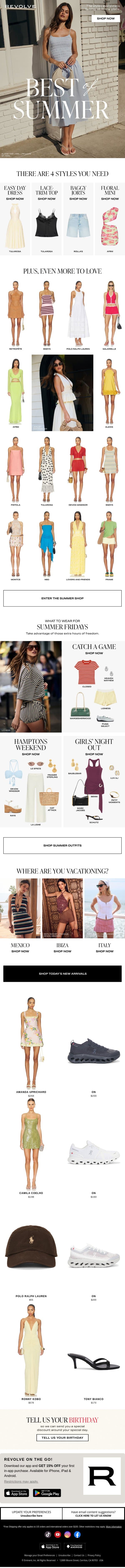Your New Favorite Summer Dress email from Revolve screenshot