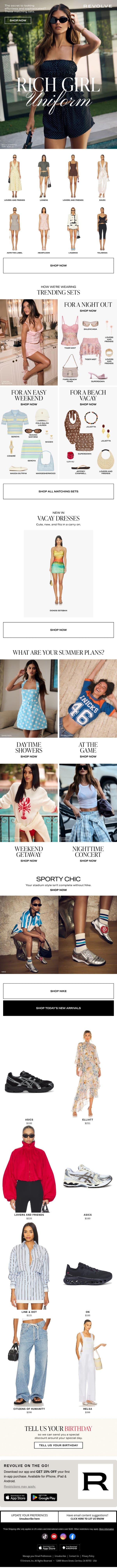 The Chic Set Every Rich Girl Owns email from Revolve screenshot