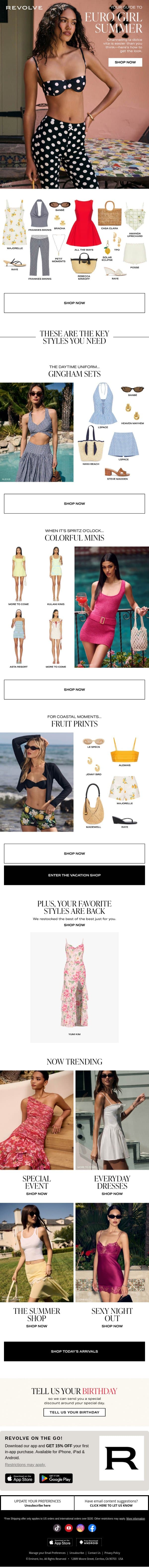 Your Guide To Euro Girl Summer email from Revolve screenshot