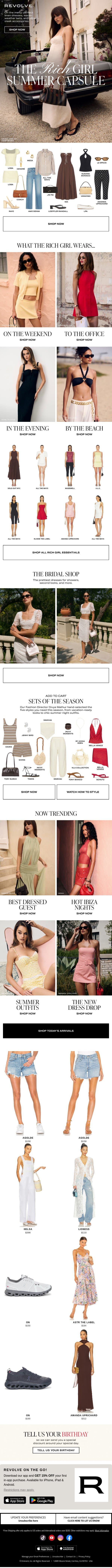 The Outfits Every Rich Girl Is Wearing email from Revolve screenshot