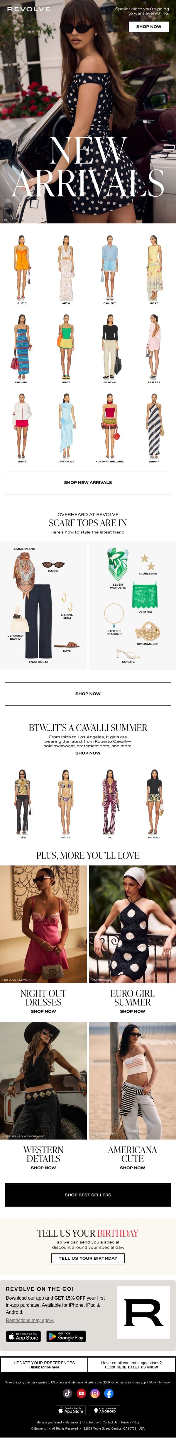 New Polka Dots Just Arrived email from Revolve screenshot