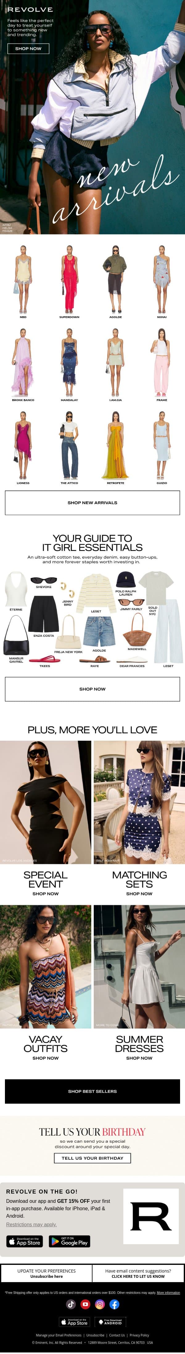 New Drop Alert: LIONESS, AGOLDE & More email from Revolve screenshot