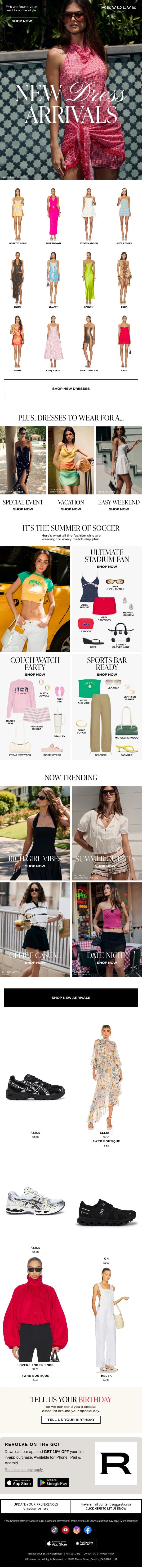 New Dresses Just Dropped 🚨 email from Revolve screenshot