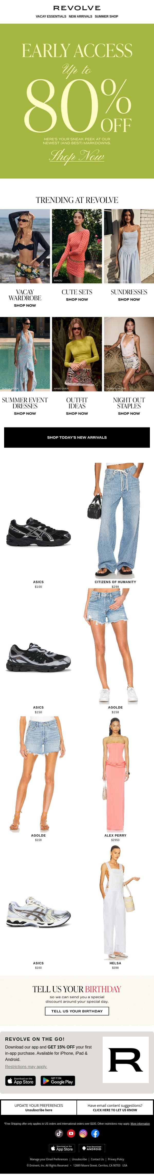 YOU’VE RECEIVED EARLY SALE ACCESS email from Revolve screenshot