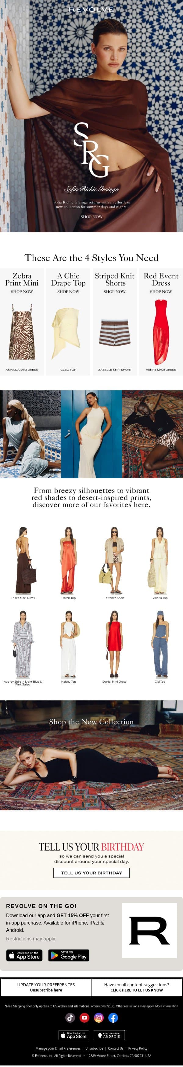 New From SRG By Sofia Richie Grainge email from Revolve screenshot