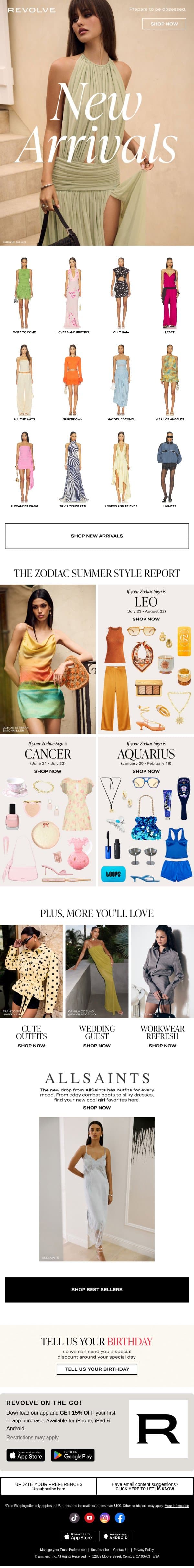 New Arrivals From Lovers and Friends, Cult Gaia & More email from Revolve screenshot