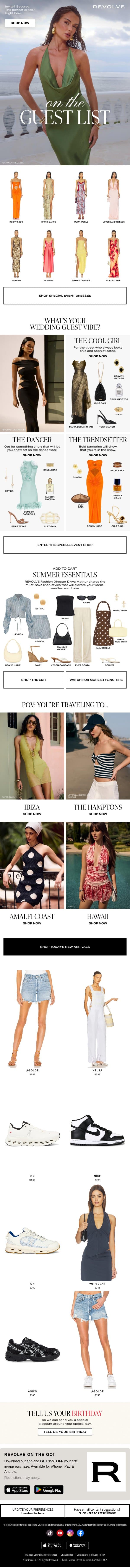The Perfect Summer Wedding Dresses 💛 email from Revolve screenshot