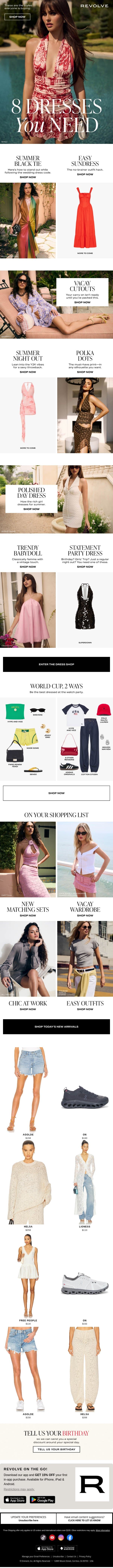 8 Dresses That Look Cute On You email from Revolve screenshot