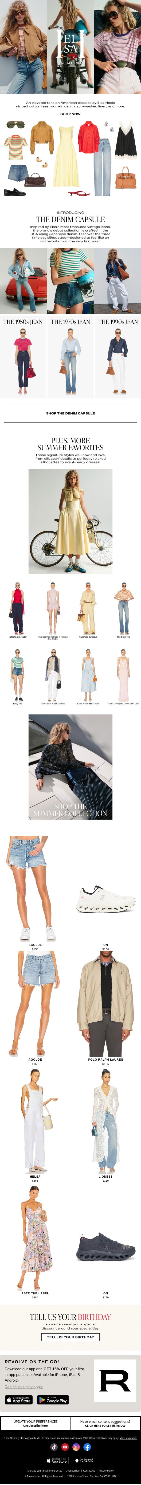 NEW FROM HELSA: Vintage Denim, Summer Stripes & More email from Revolve screenshot
