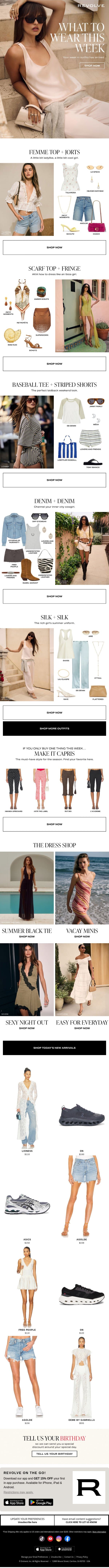 A Week In Outfits: Everything Silk, Femme Tops & More email from Revolve screenshot