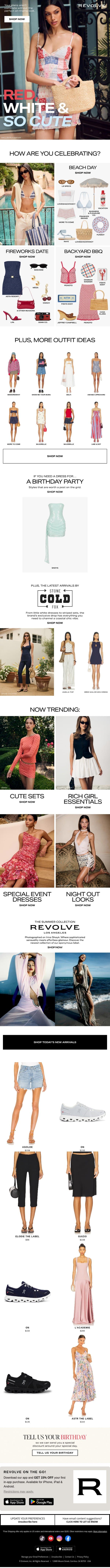 INCOMING: Fourth Of July Outfits email from Revolve screenshot