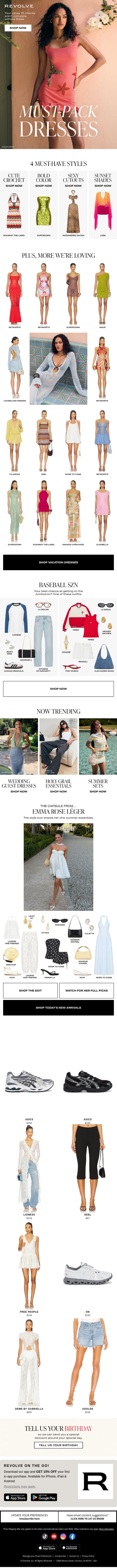 Dresses For Your Next Vacay ✈️🌴☀️ email from Revolve screenshot