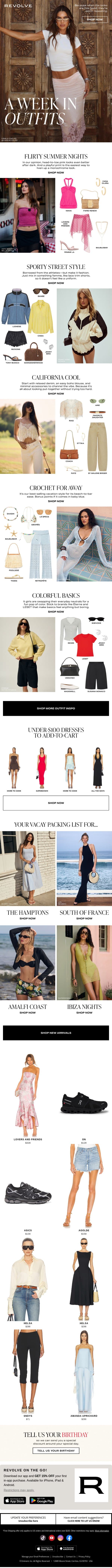 A Week In Outfits: Colorful Basics, California Cool & More email from Revolve screenshot