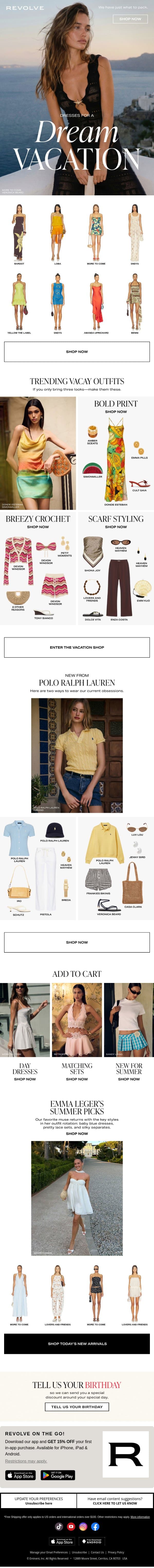 VACAY MAXXING ✨✨✨ email from Revolve screenshot
