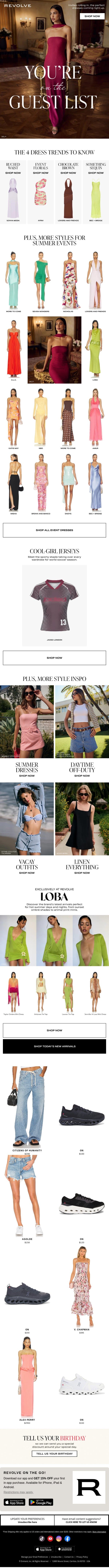 The Chicest Dress You'll Ever Wear email from Revolve screenshot