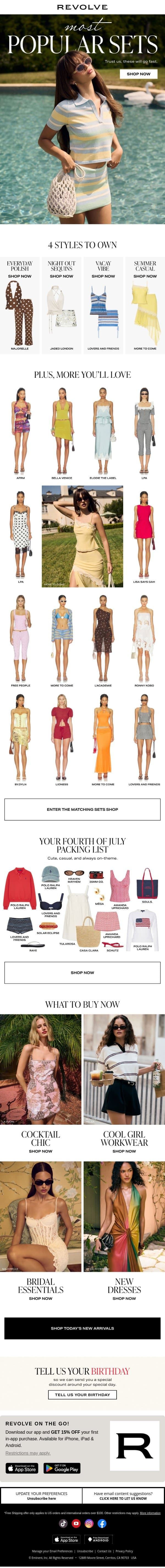 OMG THIS MATCHING SET email from Revolve screenshot