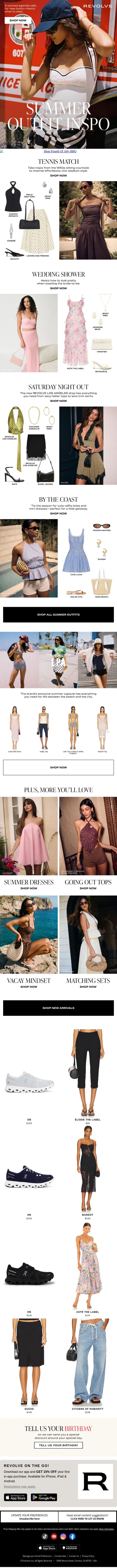 Cute Summer Outfit Inspo Ahead 🧡 email from Revolve screenshot