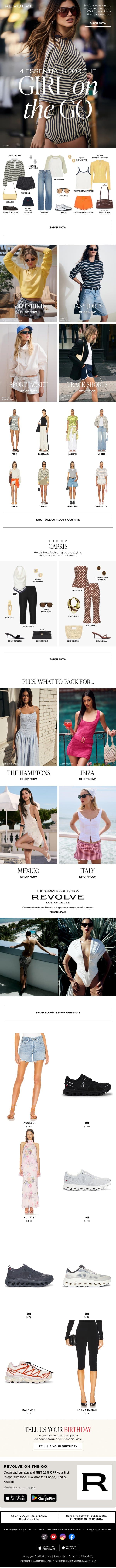 4 Essentials For The Girl On The Go email from Revolve screenshot