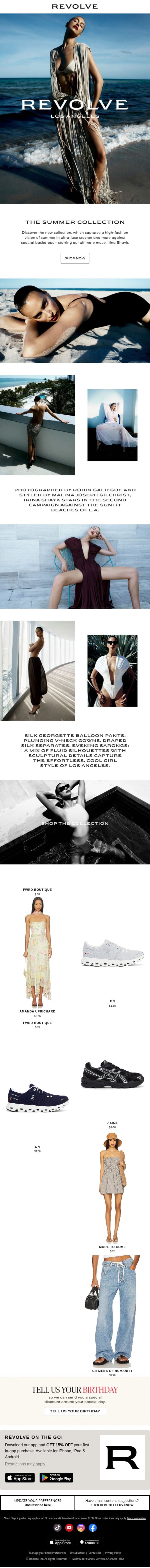 The Party Drop For LA Cool Girls email from Revolve screenshot