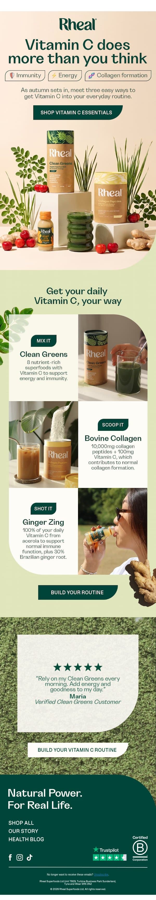 Your autumn Vitamin C upgrade email from Rheal screenshot