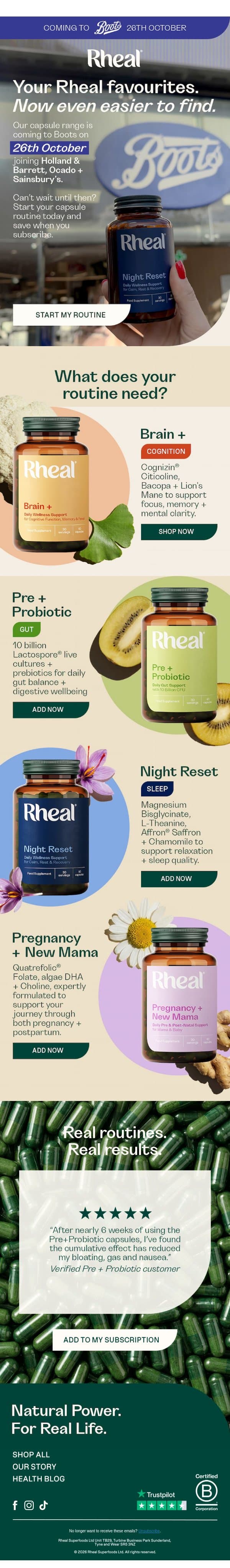 Something new is landing in Boots email from Rheal screenshot