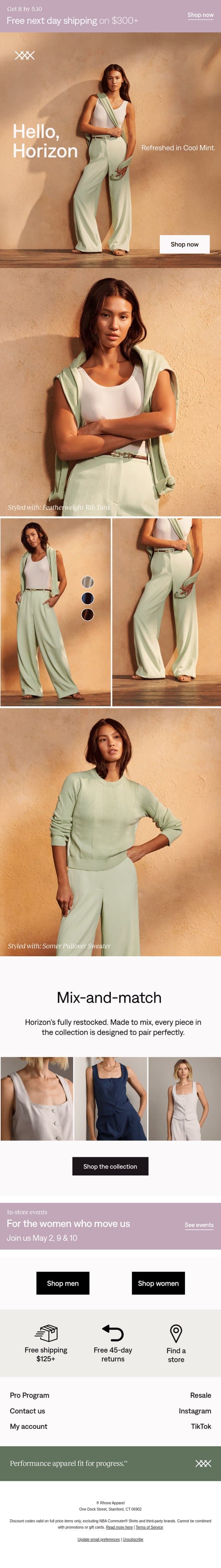 New color drop: Cool Mint email from Rhone screenshot