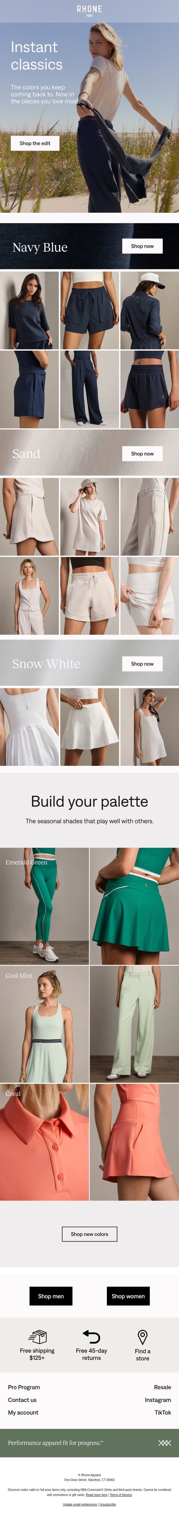 Those instant classic colors email from Rhone screenshot