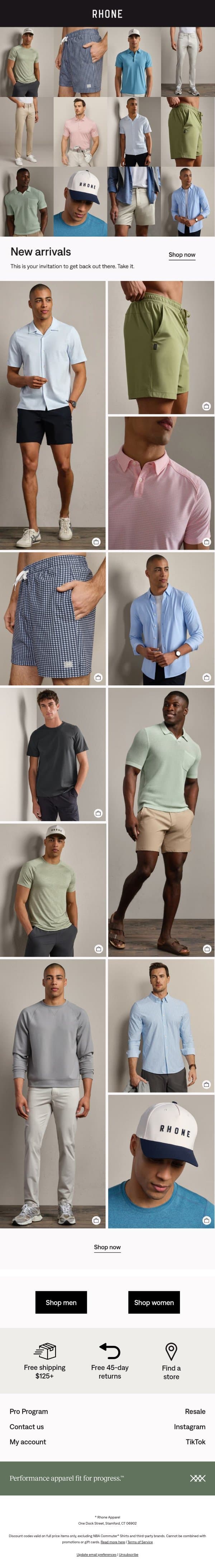 New arrivals email from Rhone screenshot