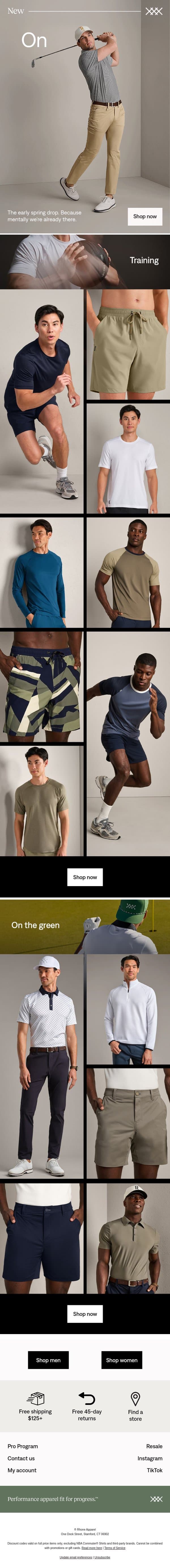 New in training + golf email from Rhone screenshot