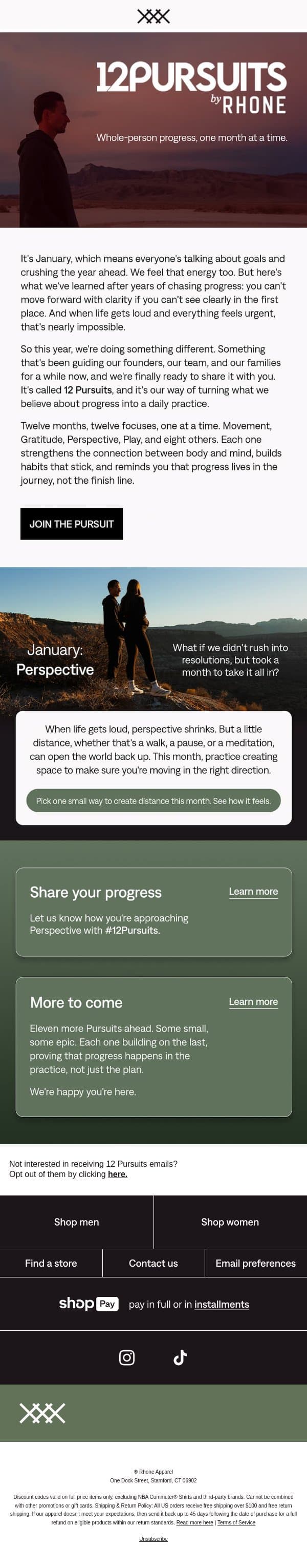 12 Pursuits by Rhone email from Rhone screenshot