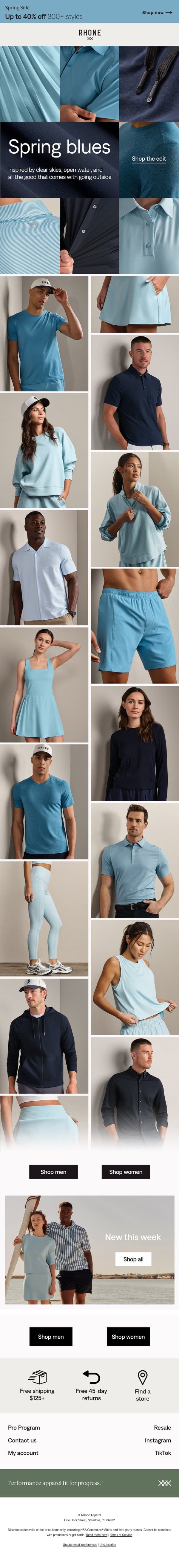 New: Spring blues email from Rhone screenshot