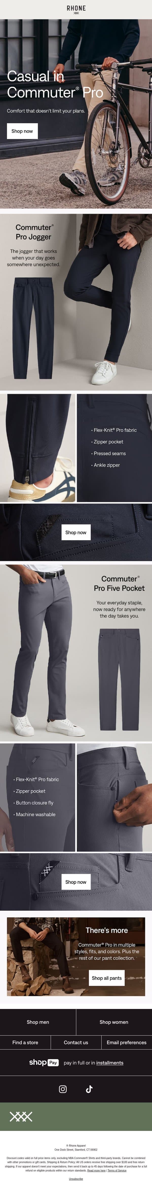 The jogger that goes everywhere email from Rhone screenshot
