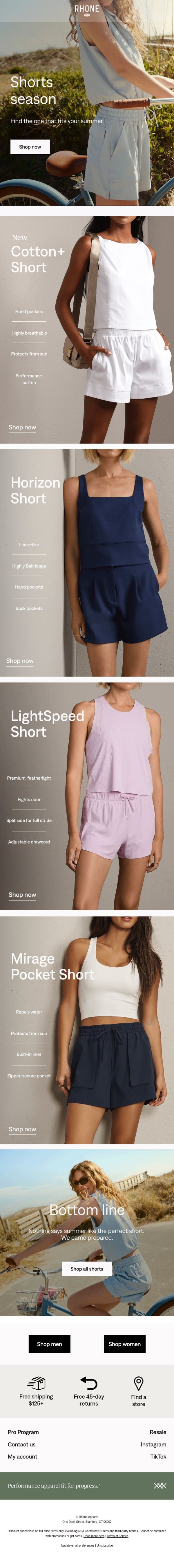 The only shorts guide you need email from Rhone screenshot
