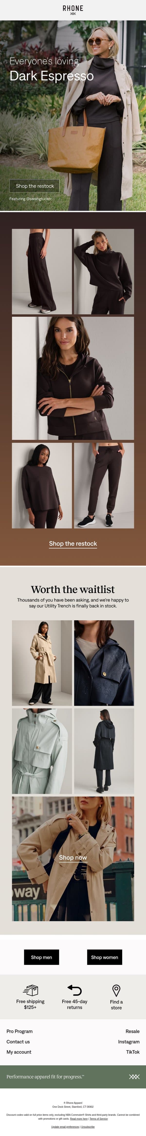 Dark Espresso is back email from Rhone screenshot