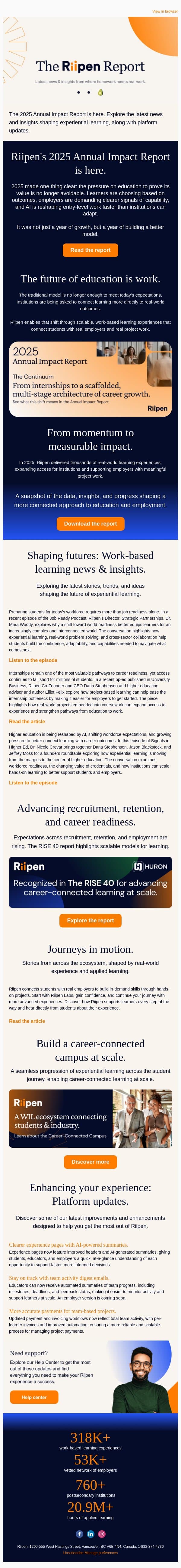 🥑 Discover the latest Riipen Report newsletter! email from Riipen screenshot