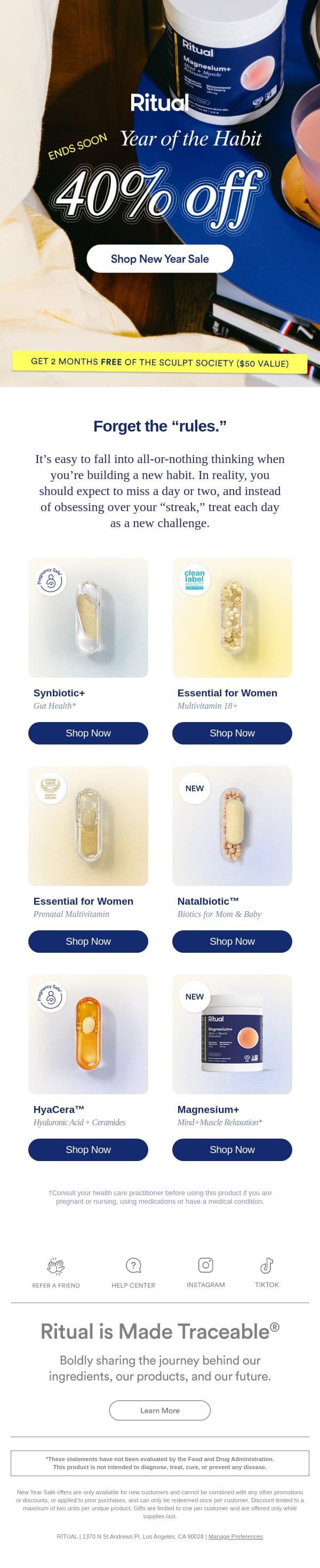 Habits last. This sale won’t 😉 email from Ritual screenshot