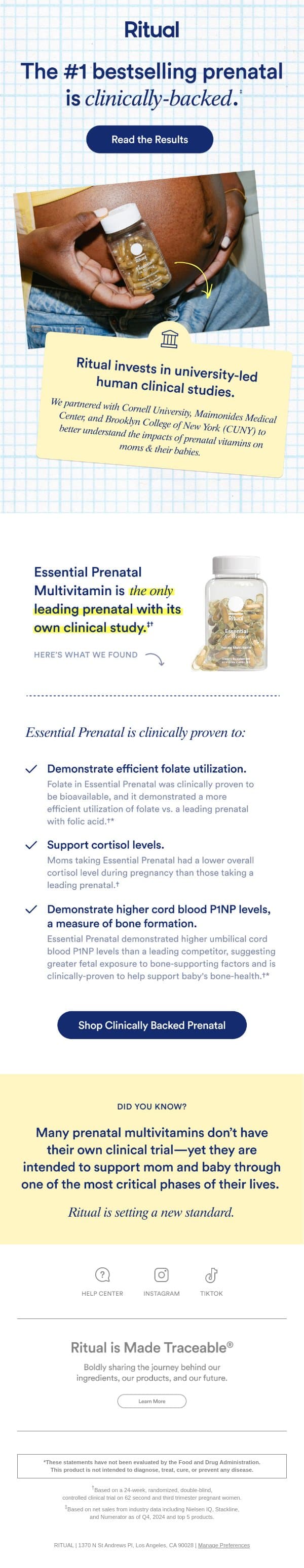The #1 Prenatal: Clincally-backed (+20% off) email from Ritual screenshot