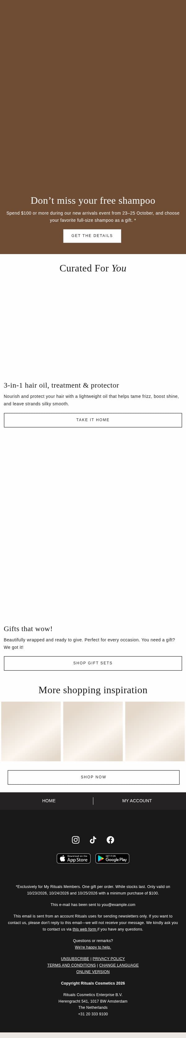 Last chance for a full-size shampoo 🥵 email from Rituals screenshot