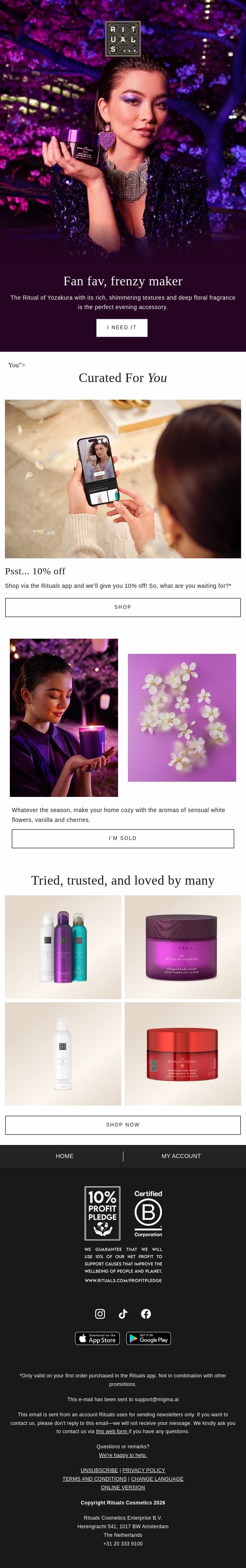 💜YOUR NEW OBSESSION 💜 email from Rituals screenshot
