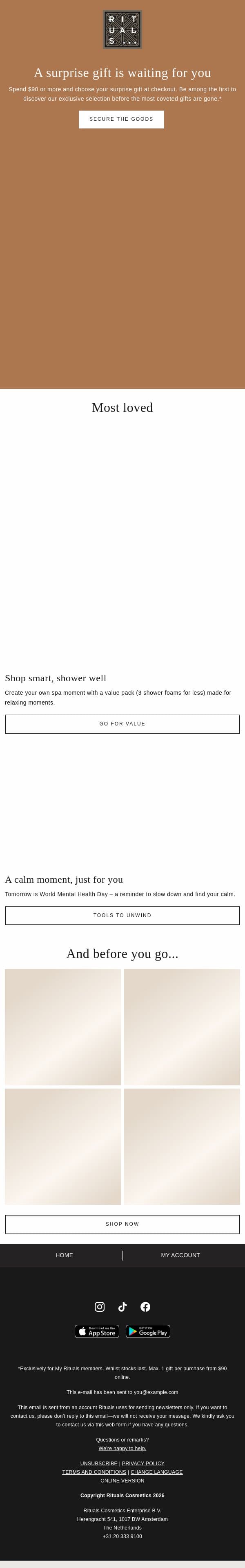 Your surprise awaits - choose yours first🤯 email from Rituals screenshot